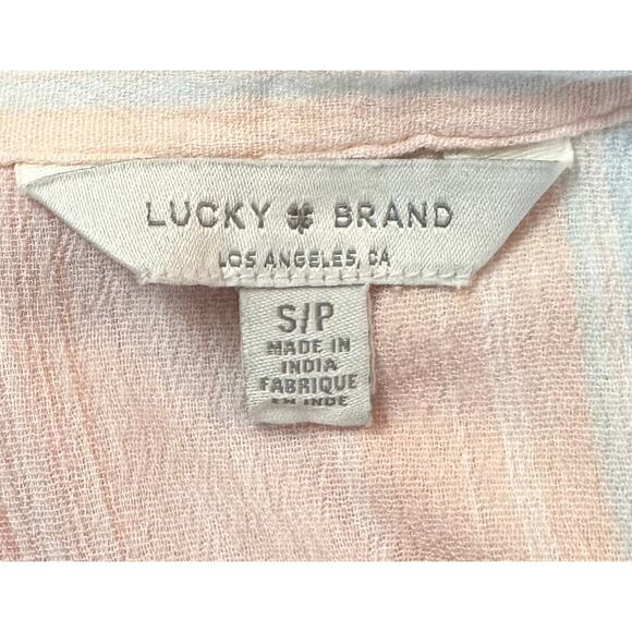 2/$15 Lucky Brand Striped Half Button Shirt Roll Tab Long Sleeve Pocket Size S - Picture 9 of 11